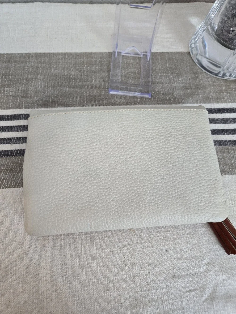 Dooney & Bourke Ivory Fold-Over Pebble Leather Clutch